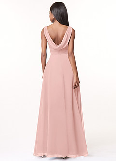 Azazie Karina Bridesmaid Dresses Powder Pink A-Line Pleated Chiffon Dress image2