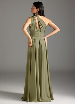 Azazie Charlize Jurken voor bruidsmeisjes Jurk van Stretch Satijn met A-Lijn One-Shoulder Pistache image6