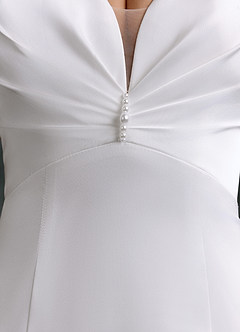 Azazie Melinda Abiti da Sposa Abito Tubino in Raso Elasticizzato Bianco Diamante image4