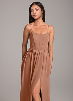 Azazie Kailee Bridesmaid Dresses Bronzer A-Line with Pockets Chiffon Dress image2