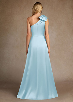 Azazie Easton Mother of the Bride Dresses Sky Blue A-Line One Shoulder Stretch Satin Dress image3