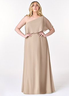 Azazie Lizzy Brautjungfernkleider A-Linie One-Shoulder Chiffon Kleid Taupe image8