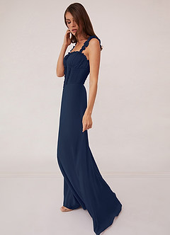 Barbie ♥ Azazie Bridesmaid Dresses Dark Navy A-Line Sweetheart Neckline Chiffon Dress image4