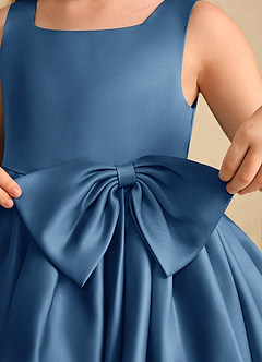 Azazie Jessie Flower Girl Dresses Twilight A-Line Bow Matte Satin Dress image7