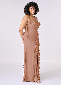 Barbie ♥ Azazie Bridesmaid Dresses Champagne Rose Sheath Bow Chiffon Dress image9