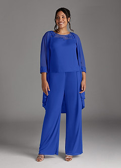 Azazie Frances Mère de la mariée Robes Robe Combinaison/Tailleur Pantalon en Maille Découpé Bleu Roi image9