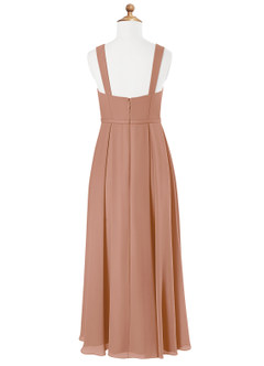 Azazie Simoan Junior Abito A-Line in Chiffon Scollo a Cuore Champagne Rosa image5