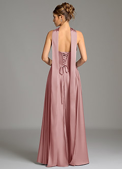 Azazie Ayla Vestidos de damas de honor Vestido de Rosa Polvorienta de Satén Elástico de Corte en A con Corsé image7