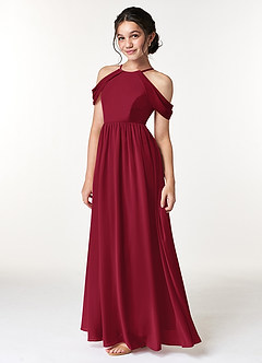 Azazie Seneca Junior Dusty Blue A-Line Off the Shoulder Chiffon Dress image5