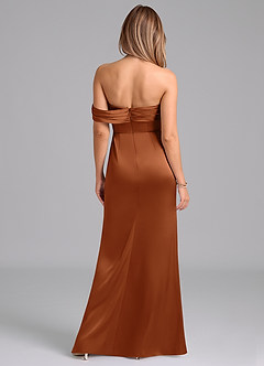 Azazie Lisbeth Bridesmaid Dresses Copper Mermaid Off the Shoulder Stretch Satin Convertible Dress image7