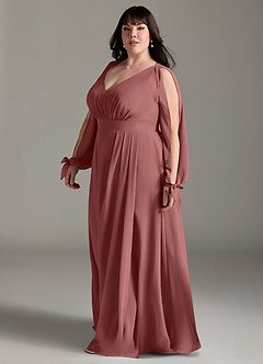 Azazie Matilda Bridesmaid Dresses Amethyst A-Line Long Sleeve Chiffon Dress image11