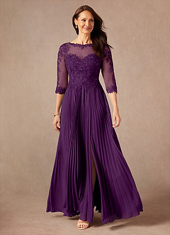 Azazie Corinne Mother of the Bride Dresses Grape A-Line Sequins Chiffon Dress image3