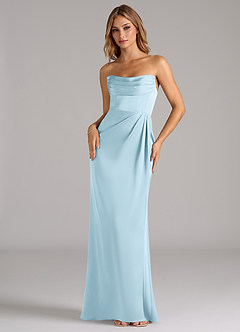 Azazie Johana Bridesmaid Dresses Sky Blue Mermaid Off the Shoulder Stretch Satin Convertible Dress image5