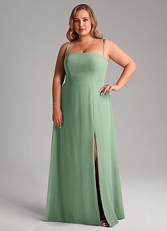 Azazie Wren Bridesmaid Dresses Matcha A-Line Side Slit Chiffon Convertible Dress image14