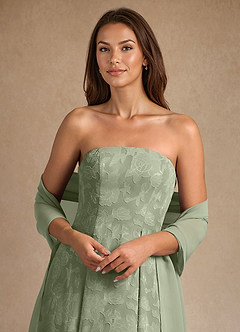 Azazie Lorain Mother of the Bride Dresses Agave A-Line Pleated Floral Burnout Dress image10