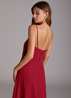 Azazie Wren Bridesmaid Dresses Scarlet A-Line Side Slit Chiffon Convertible Dress image8