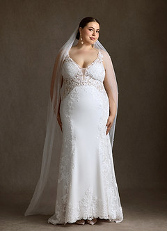Azazie Estephanie Robes de mariée Robe Sirène en Crêpe Élastique Sequins Blanc De Diamant image10