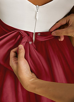 Azazie Sprout Flower Girl Dresses Pomegranate A-Line Bow Tulle Dress image5