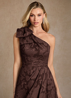 Azazie Easton Mother of the Bride Dresses Ganache Ball-Gown One Shoulder Floral Burnout Dress image3