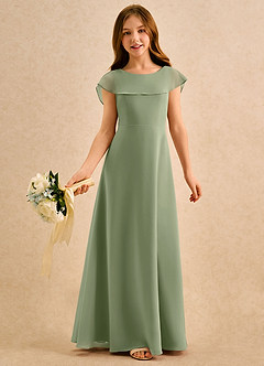 Azazie Kittie Girls Formal Jurken voor bloemenmeisjes A-lijn Jurk van Chiffon Pistache image1
