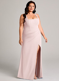 Azazie Mero Bridesmaid Dresses Blushing Pink Sheath Pleated Chiffon Dress image13