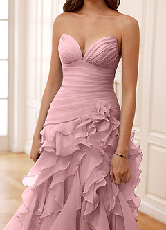 Christabelle Blasses Pink Korsett-Strass-Abendkleid aus durchsichtiger Spitze image6