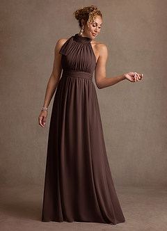 Azazie Antoinette Kleider für die Brautmutter A-Linie Plissee Chiffon Kleid Ganache image1