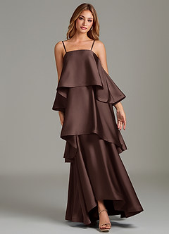 Azazie Azalea Bridesmaid Dresses Ganache A-Line Ruched Stretch Satin Dress image6