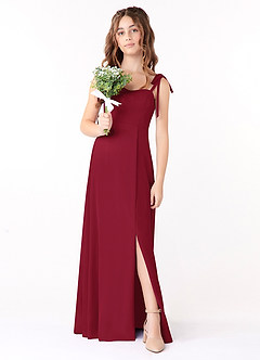 Azazie Rosey Junior Burgundy A-Line Sweetheart Neckline Chiffon Dress image4