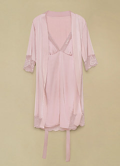 front Short Sleeve Vintage Satin Robe