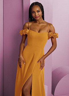 Barbie ♥ Azazie Bridesmaid Dresses Butterscotch A-Line Off the Shoulder Chiffon Convertible Dress image3