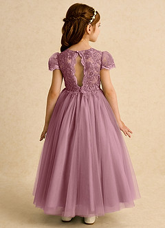 Azazie Puff Flower Girl Dresses Vintage Mauve Ball-Gown Lace Tulle Dress image1