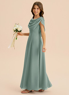 Azazie Lambie Junior Silver Sage A-Line Pleated Chiffon Dress image1