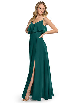 Azazie Jean Bridesmaid Dresses Peacock A-Line Chiffon Convertible Dress image3