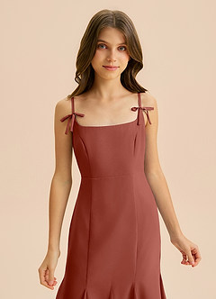 Azazie Evey Junior Abito Sirena in Chiffon Plissettato Auburn image6