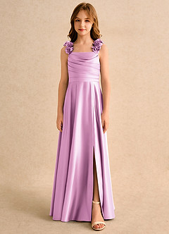 Azazie Rosita Junior Formal Flower Girl Dresses Candy Pink A-Line Pleated Matte Satin Dress image3