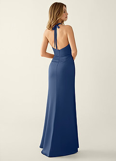 Clio Dark Navy Satin V-neck Mermaid Prom Dress image2