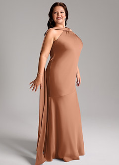 Azazie Kinsley Abiti da Damigella Abito Sirena in Raso Elasticizzato Spacco Laterale Bronzo image12