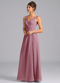 Azazie Bernice Final Sale Vintage Mauve A-Line Pleated Chiffon Dress image5