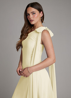 Azazie Monique Bridesmaid Dresses Lemon Sorbet A-Line One Shoulder Chiffon Dress image5