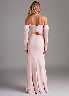 Azazie Hallie Bridesmaid Dresses Blushing Pink Mermaid Long Sleeve Chiffon Dress image8