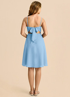 Azazie Shale Junior Powder Blue A-Line Bow Chiffon Dress image2