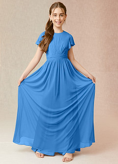 Azazie Mosley Junior Abito A-Line in Maglia Increspato Blue Jay image4