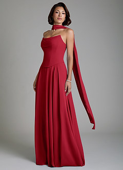 Azazie Ira Bridesmaid Dresses Scarlet A-Line Corset Chiffon Dress image8