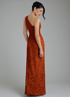 Azazie Akilah Bridesmaid Dresses Paprika Mermaid One Shoulder Floral Burnout Dress image2
