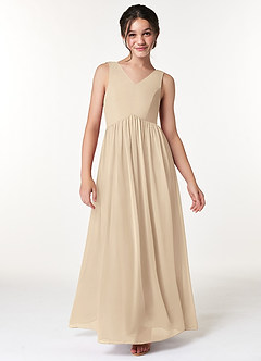 Azazie Oceana A-Line Pleated Chiffon Floor-Length Junior Bridesmaid Dress image1