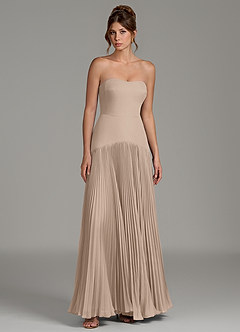 Azazie Yuliana Bridesmaid Dresses Taupe A-Line Strapless Chiffon Dress image7