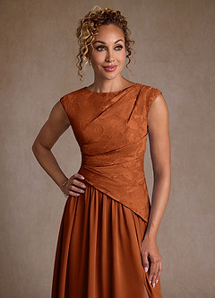 Azazie Kalleen Mother of the Bride Dresses Burnt Orange A-Line Pleated Chiffon Dress image6