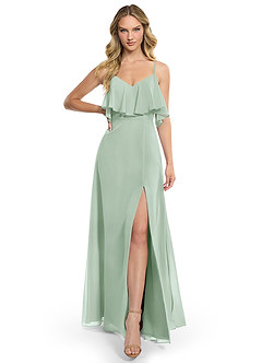 Azazie Jean Bridesmaid Dresses Agave A-Line Chiffon Convertible Dress image1