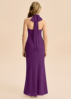 Azazie Velli Junior Meerjungfrau-Linie Hoher Kragen Chiffon Kleid Traube image2